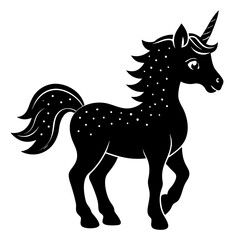 Cute Black Vector Unicorn Line Art Black Vector Silhouette Cartoon  Illustration