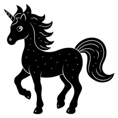 Cute Black Vector Unicorn Line Art Black Vector Silhouette Cartoon  Illustration