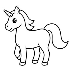 Cute Black Vector Unicorn Line Art Black Vector Silhouette Cartoon  Illustration