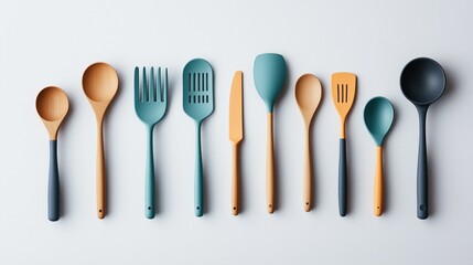 Cooking Tools Collection Kitchen Still Life Minimalist Overhead View Culinary Essentials for Modern Homes
