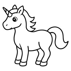 Cute Black Vector Unicorn Line Art Black Vector Silhouette Cartoon  Illustration