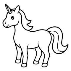 Cute Black Vector Unicorn Line Art Black Vector Silhouette Cartoon  Illustration