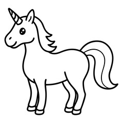 Cute Black Vector Unicorn Line Art Black Vector Silhouette Cartoon  Illustration