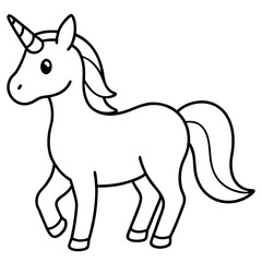 Cute Black Vector Unicorn Line Art Black Vector Silhouette Cartoon  Illustration