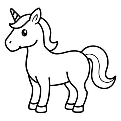 Cute Black Vector Unicorn Line Art Black Vector Silhouette Cartoon  Illustration