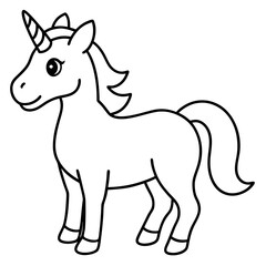 Cute Black Vector Unicorn Line Art Black Vector Silhouette Cartoon  Illustration