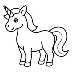 Cute Black Vector Unicorn Line Art Black Vector Silhouette Cartoon  Illustration
