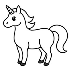 Cute Black Vector Unicorn Line Art Black Vector Silhouette Cartoon  Illustration