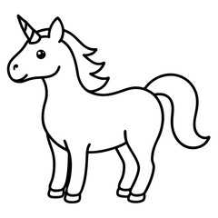 Cute Black Vector Unicorn Line Art Black Vector Silhouette Cartoon  Illustration