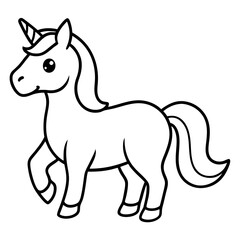 Cute Black Vector Unicorn Line Art Black Vector Silhouette Cartoon  Illustration