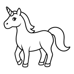 Cute Black Vector Unicorn Line Art Black Vector Silhouette Cartoon  Illustration