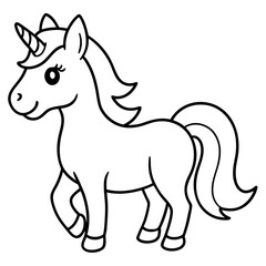 Cute Black Vector Unicorn Line Art Black Vector Silhouette Cartoon  Illustration