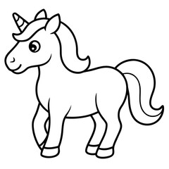 Cute Black Vector Unicorn Line Art Black Vector Silhouette Cartoon  Illustration