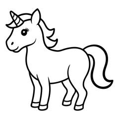 Cute Black Vector Unicorn Line Art Black Vector Silhouette Cartoon  Illustration