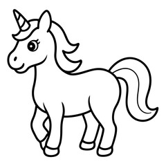 Cute Black Vector Unicorn Line Art Black Vector Silhouette Cartoon  Illustration