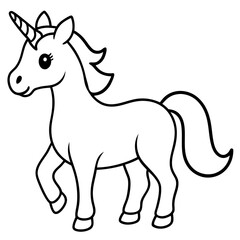 Cute Black Vector Unicorn Line Art Black Vector Silhouette Cartoon  Illustration