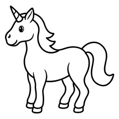 Cute Black Vector Unicorn Line Art Black Vector Silhouette Cartoon  Illustration
