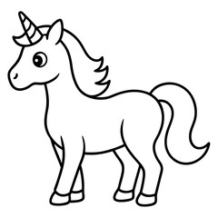 Cute Black Vector Unicorn Line Art Black Vector Silhouette Cartoon  Illustration