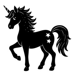 Cute Black Vector Unicorn Line Art Black Vector Silhouette Cartoon  Illustration