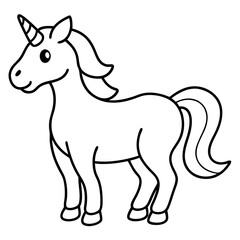 Cute Black Vector Unicorn Line Art Black Vector Silhouette Cartoon  Illustration
