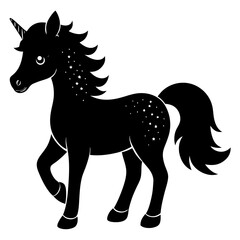 Cute Black Vector Unicorn Line Art Black Vector Silhouette Cartoon  Illustration