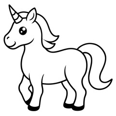 Cute Black Vector Unicorn Line Art Black Vector Silhouette Cartoon  Illustration