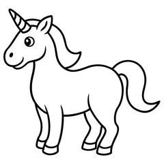 Cute Black Vector Unicorn Line Art Black Vector Silhouette Cartoon  Illustration