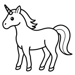 Cute Black Vector Unicorn Line Art Black Vector Silhouette Cartoon  Illustration