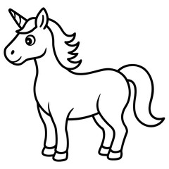 Cute Black Vector Unicorn Line Art Black Vector Silhouette Cartoon  Illustration