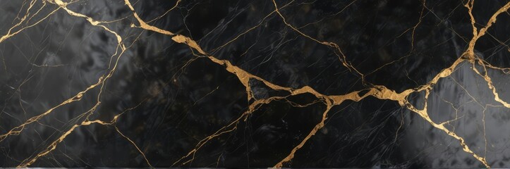 Macro shot of black marble surface with tiny gold speckles and texture , irregularities , gold speckles