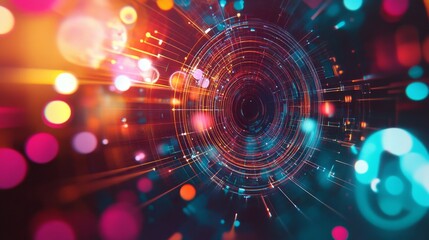 Fototapeta premium Exploring the Fusion of Light and Color in Digital Technology Art