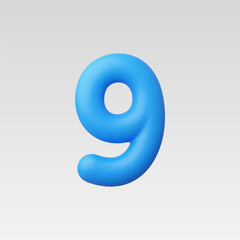 3d Realistic Number 9 vector Illustration