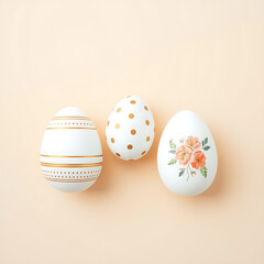 Easter Eggs with Gold Patterns and Floral Artwork