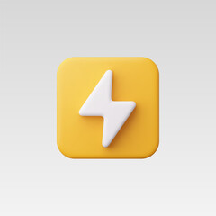 3d Realistic Charge power lightning button Vector Illustration