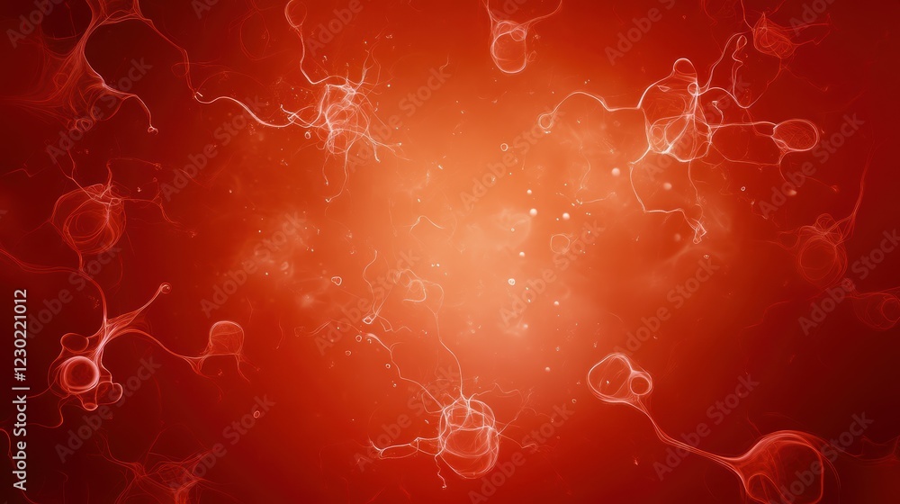 Poster dynamic red abstract background with elegant white swirls, perfect for modern design
