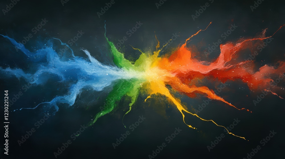 Aufkleber a colorful explosion of colors, abstract art and design with vibrant hues dynamic patterns