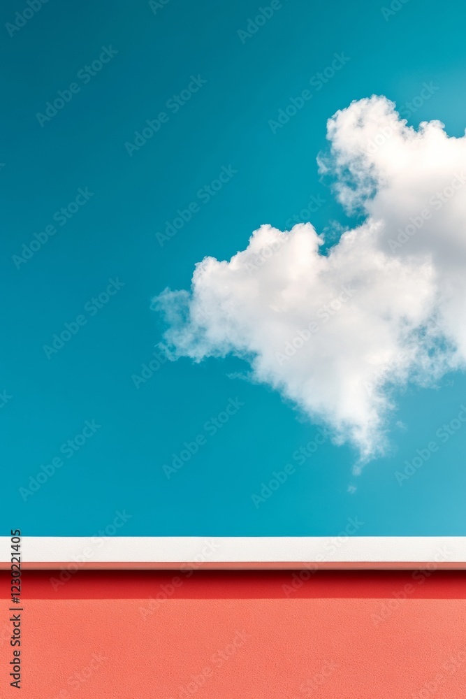 Poster Contemporary Minimalist Design Vibrant Architecture Facade with Smooth Finish Against Cloudy Sky - Visual Content for Urban Branding and Modern Public Spaces