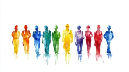 A group of people walking in line, journey of shared steps and forward movement