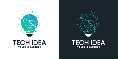 Technology lightbulb logo design, creative bulb digital idea
