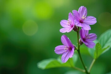 Fototapeta premium Fragrant purple flowers on a Shiso plant stem, greenery, nature