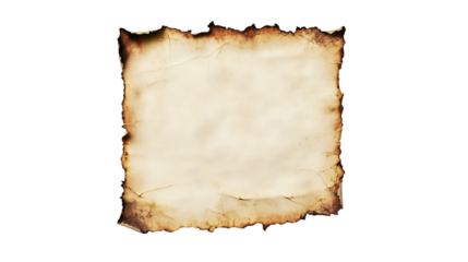 Antique Burned Paper Texture Background Old Parchment isolated on transparent background