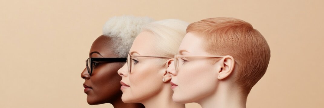 Diversity Portrait Series Multicultural Women with Glasses Against Neutral Background - Corporate Inclusion Visuals and HR Diversity Campaigns in Modern Workspaces