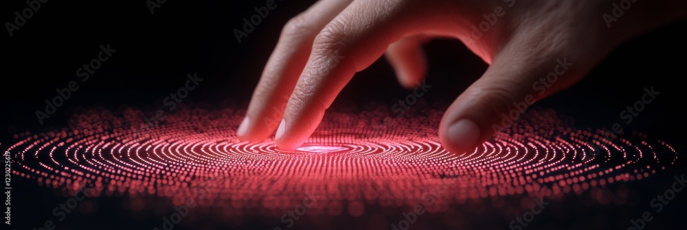 Poster Futuristic Holographic Interface Hand-Gesture Controlled Digital Display with Metallic Shine for Tech Innovation and Interactive Design in Business Solutions