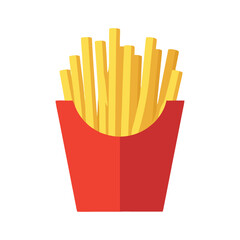 Red box of golden French fries fast food snack delicious meal