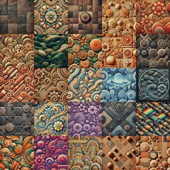 Fototapeta premium Set of different wooden planks backgrounds. AI generated illustration