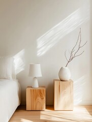 Minimalist Bedroom Design Cozy Small Apartment Space with Wooden Elements and Soft Lighting - Trendy Urban Living Solutions for Modern Interiors