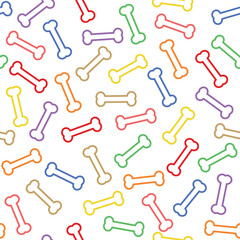 Colorful Contour Bones Pattern - Messy Colored Bones on White Background. Seamless Link.