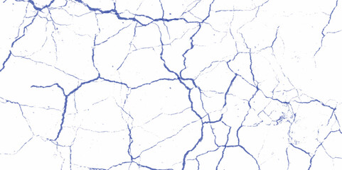 A blue and white vintage of a cracked wall, cracked white paint on a white background, Vector crack concrete texture white and blue grunge texture. There are many cracks in the ground.