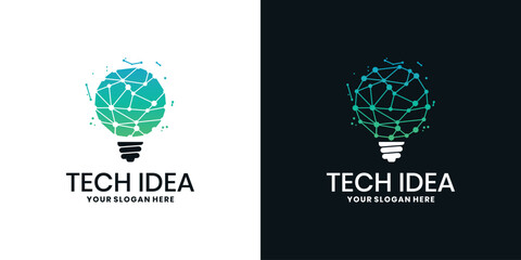 Technology lightbulb logo design, creative bulb digital idea