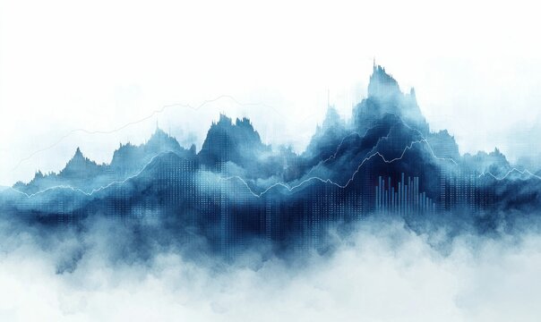 Abstract blue mountains data visualization
